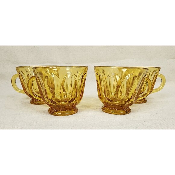 Vintage Anchor Hocking Fairfield Amber Glass Punch Cups – Set of 4, 1970s - Picture 2 of 11